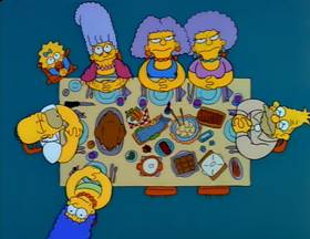 Screenshots from the 1990 Gracie Films cartoon Bart vs. Thanksgiving