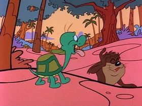 Screenshots from the 1991 Warner Bros. Television cartoon The Dog the Turtle Story