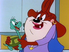 Screenshots from the 1991 Warner Bros. Television cartoon The Dog the Turtle Story