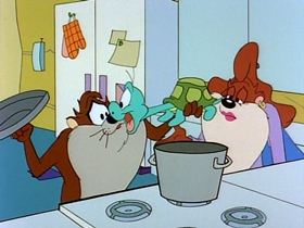 Screenshots from the 1991 Warner Bros. Television cartoon The Dog the Turtle Story