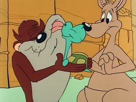 Screenshots from the 1991 Warner Bros. Television cartoon The Dog the Turtle Story
