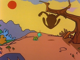 Screenshots from the 1991 Warner Bros. Television cartoon The Dog the Turtle Story