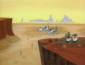 Screenshots from the 1992 Spumco cartoon Out West