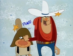 Screenshots from the 1992 Spumco cartoon Out West