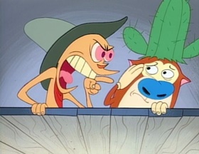 Screenshots from the 1992 Spumco cartoon Out West