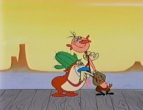 Screenshots from the 1992 Spumco cartoon Out West
