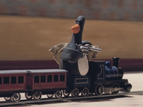 Screenshots from the 1993 Aardman cartoon The Wrong Trousers