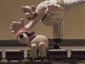 Screenshots from the 1993 Aardman cartoon The Wrong Trousers