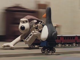 Screenshots from the 1993 Aardman cartoon The Wrong Trousers