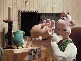 Screenshots from the 1993 Aardman cartoon The Wrong Trousers