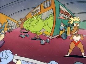 Screenshots from the 1993 Games Animation cartoon No Pain, No Gain