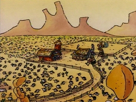 Screenshots from the 1993 Games Animation cartoon The Good, the Bad, and the Wallaby
