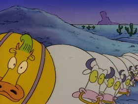 Screenshots from the 1993 Games Animation cartoon The Good, the Bad, and the Wallaby