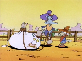 Screenshots from the 1993 Games Animation cartoon The Good, the Bad, and the Wallaby
