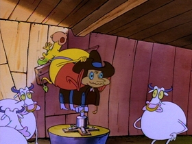 Screenshots from the 1993 Games Animation cartoon The Good, the Bad, and the Wallaby