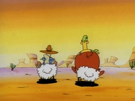 Screenshots from the 1993 Games Animation cartoon The Good, the Bad, and the Wallaby