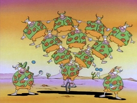 Screenshots from the 1993 Games Animation cartoon The Good, the Bad, and the Wallaby