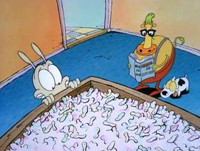 Screenshots from the 1993 Games Animation cartoon A Sucker for the Suck-O-Matic