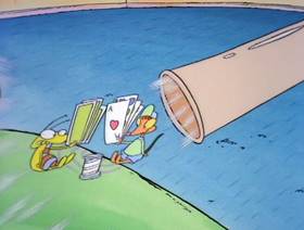 Screenshots from the 1993 Games Animation cartoon A Sucker for the Suck-O-Matic