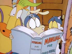 Screenshots from the 1993 Games Animation cartoon A Sucker for the Suck-O-Matic