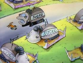 Screenshots from the 1993 Games Animation cartoon A Sucker for the Suck-O-Matic