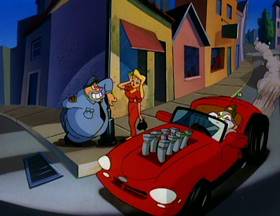 Screenshots from the 1993 Amblin Entertainment cartoon Little Old Slappy from Pasadena