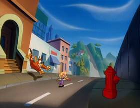 Screenshots from the 1993 Amblin Entertainment cartoon Little Old Slappy from Pasadena