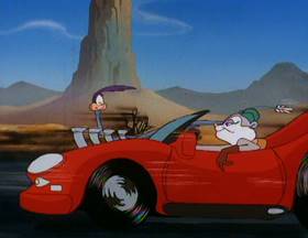 Screenshots from the 1993 Amblin Entertainment cartoon Little Old Slappy from Pasadena