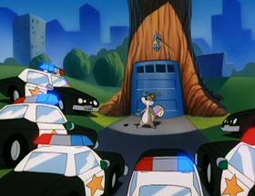 Screenshots from the 1993 Amblin Entertainment cartoon Little Old Slappy from Pasadena