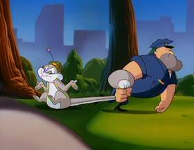 Screenshots from the 1993 Amblin Entertainment cartoon Little Old Slappy from Pasadena