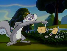 Screenshots from the 1993 Amblin Entertainment cartoon Little Old Slappy from Pasadena