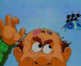 Screenshots from the 1993 Focus Design, Inc. cartoon Busy Prepositions