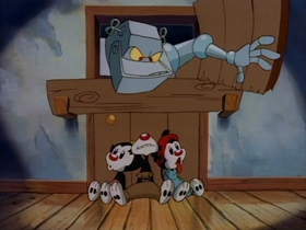 Screenshots from the 1993 Amblin Entertainment cartoon Toy Shop Terror