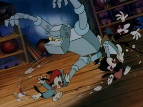 Screenshots from the 1993 Amblin Entertainment cartoon Toy Shop Terror