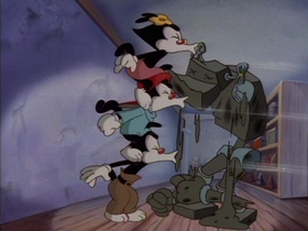 Screenshots from the 1993 Amblin Entertainment cartoon Toy Shop Terror