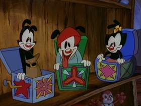 Screenshots from the 1993 Amblin Entertainment cartoon Toy Shop Terror