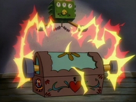 Screenshots from the 1993 Amblin Entertainment cartoon Toy Shop Terror