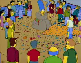 Screenshots from the 1994 Gracie Films cartoon Homer Badman