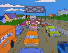 Screenshots from the 1994 Gracie Films cartoon Homer Badman