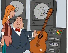 Screenshots from the 1994 Focus Design, Inc. cartoon Dollars and Sense