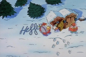 Screenshots from the 1995 Games Animation cartoon Snowballs