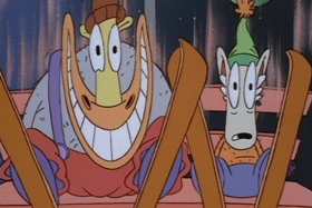 Screenshots from the 1995 Games Animation cartoon Snowballs