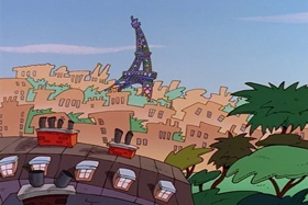 Screenshots from the 1995 Games Animation cartoon I See London, I See France