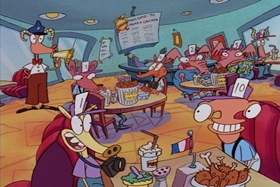 Screenshots from the 1995 Games Animation cartoon I See London, I See France