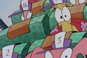 Screenshots from the 1995 Games Animation cartoon I See London, I See France