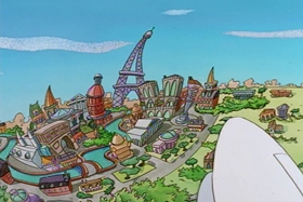 Screenshots from the 1995 Games Animation cartoon I See London, I See France
