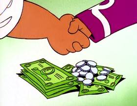 Screenshots from the 1995 Focus Design, Inc. cartoon Where The Money Goes