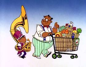 Screenshots from the 1995 Focus Design, Inc. cartoon Where The Money Goes