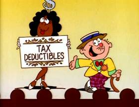 Screenshots from the 1995 Focus Design, Inc. cartoon Tax Man Max