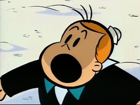 Screenshots from the 1995 CINAR cartoon Snowball War